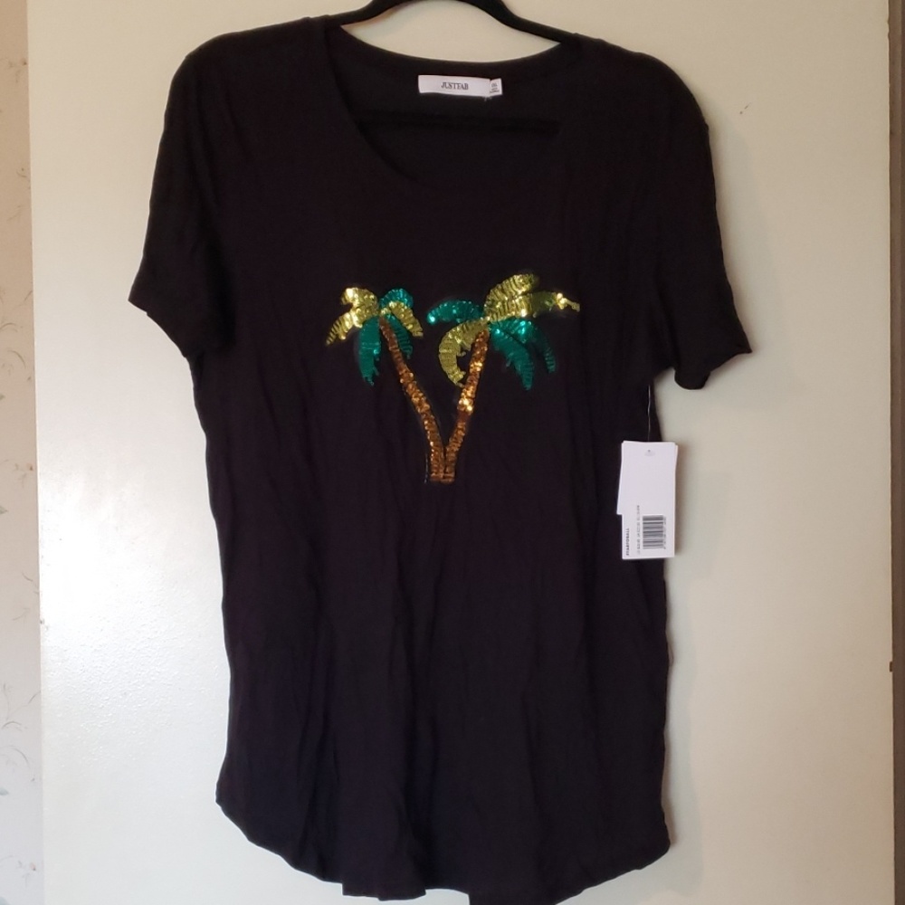 Sequin Palm Tree Tee